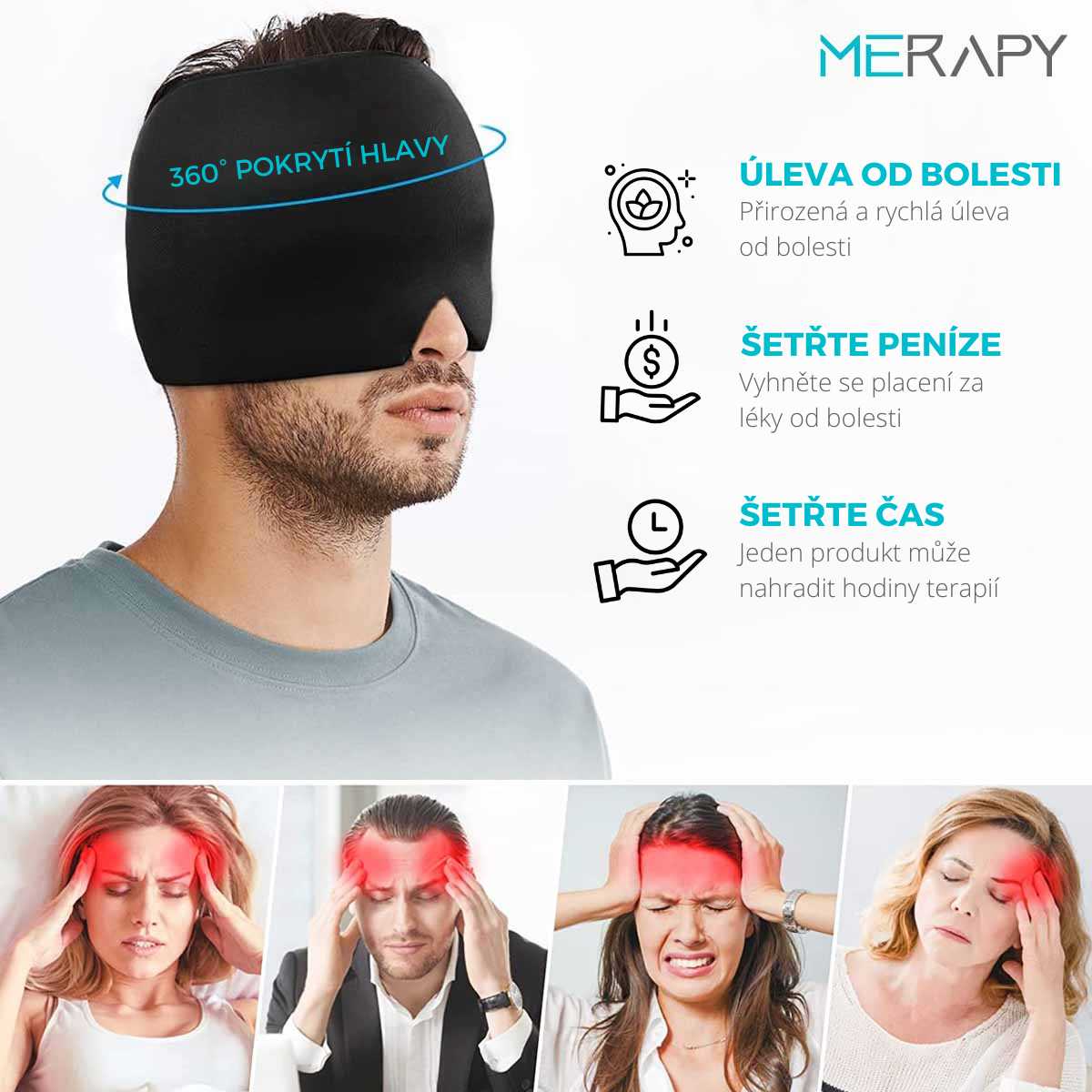 Čepice na migrénu a bolest hlavy - Headmask